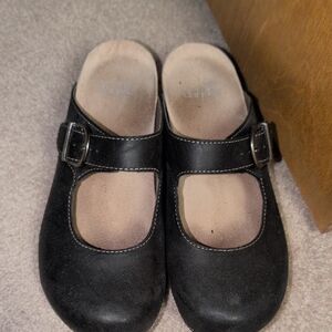 Dansko Black Mules with Buckle